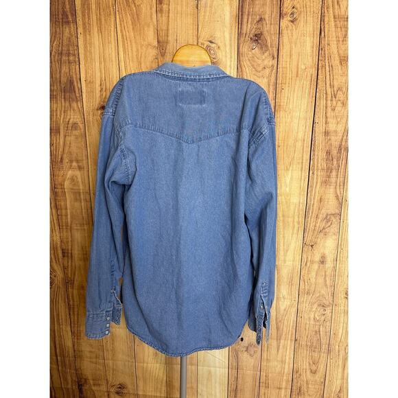 Forge Workwear Denim Button Down Shirt Pearl Snaps Men's Size XLT - Picture 6 of 7